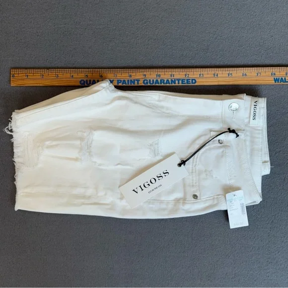 NEW Vigoss Distressed White Ace High‎ Rise Bermuda Shorts size 25 - Picture 9 of 9